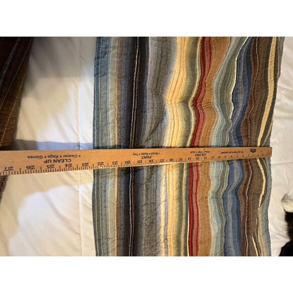 Pair of Quilted Stripped Cotton King Pillow Shams Boho Coastal Cottage Daybed - Picture 11 of 14